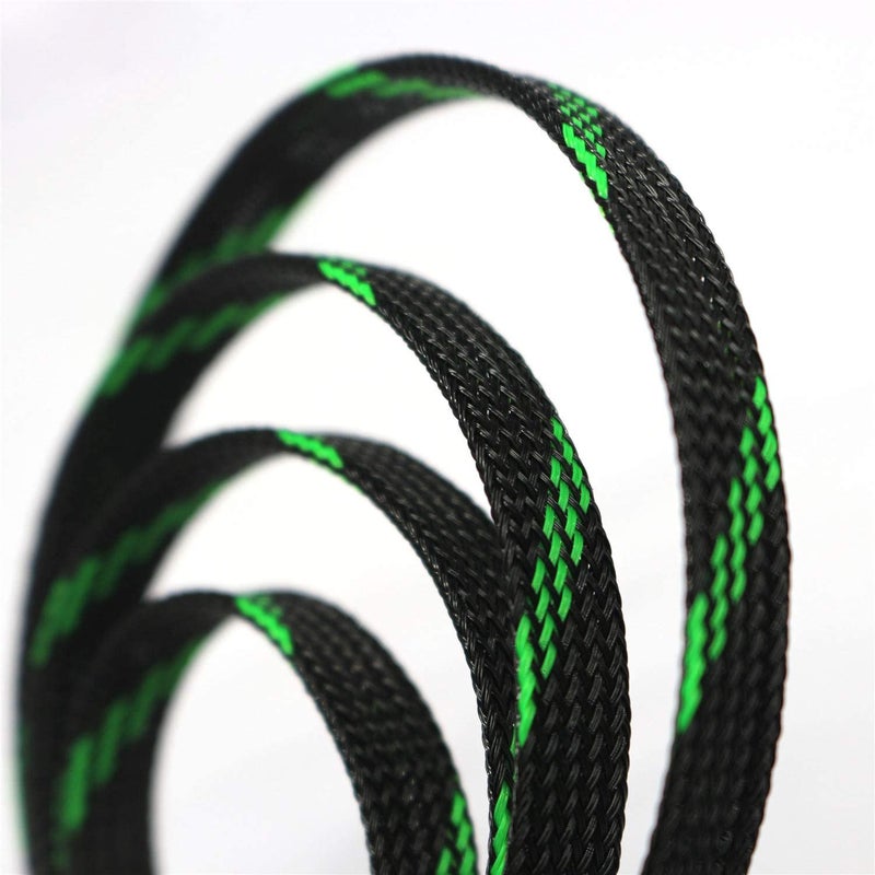CBAZY 30ft PET Expandable Sleeving Wire Cable Sleeve (1/3", Green&Black) - Image 1